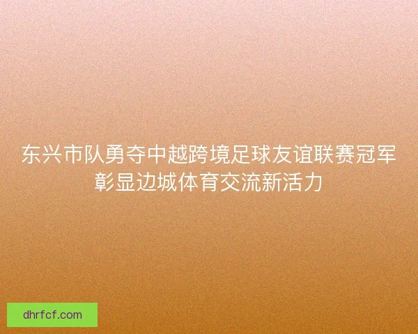 东兴市队勇夺中越跨境足球友谊联赛冠军彰显边城体育交流新活力