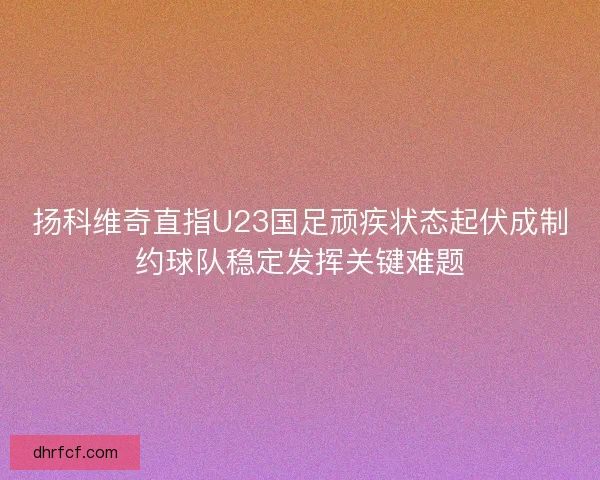 扬科维奇直指U23国足顽疾状态起伏成制约球队稳定发挥关键难题